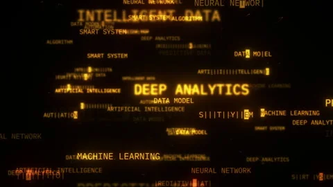 Amber AI Data Typography Background Loop | Artificial Intelligence Motion G.. Stock Footage 325007142