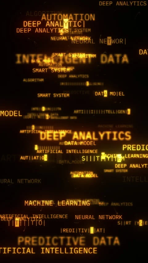 Amber AI Data Typography Background Loop | Artificial Intelligence Motion G.. Stock Footage 325007151