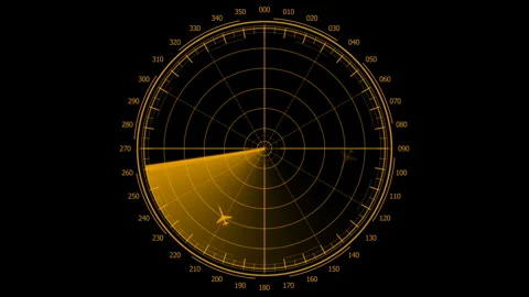 Amber Air Traffic Control Radar Screen Tracking Aircraft on Collision Vector Stockbeeldmateriaal 338252083