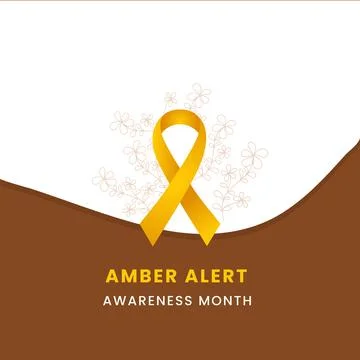 Amber Alert Awareness Month Vector Template with Yellow Ribbon Symbol Stock Illustration