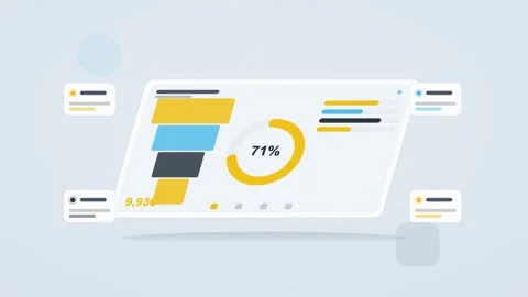 Amber and cyan analytics dashboard flat design loop Stock Footage 342628742