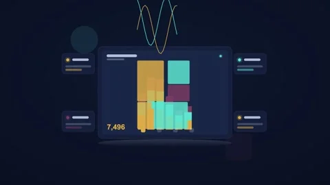 Amber and teal analytics dashboard flat design loop Stock Footage 342628525