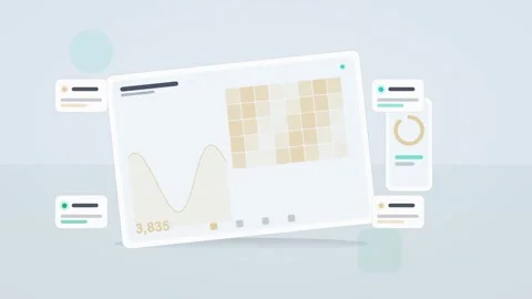 Amber and teal analytics dashboard flat design loop Видео 342628918