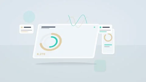 Amber and teal analytics dashboard flat design loop Vidéo 342629235