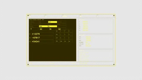 Amber Apollo DSKY Telemetry Interface HUD Element Stock Footage 334781604