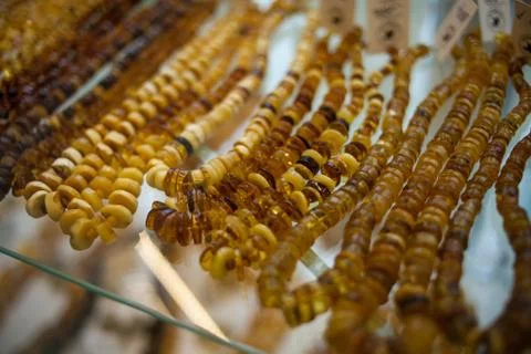 Amber beads Stock Photos