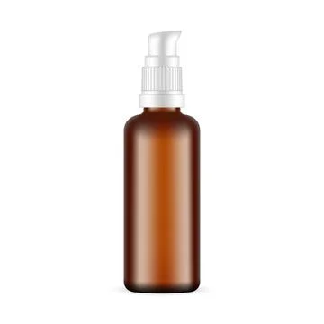 Amber Bottle with Pump. Packaging for Shampoo, Oil, Lotion Stock Illustration