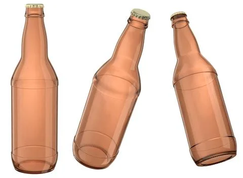 Amber bottles with a closed cap and no label on a white background for your d Stock Illustration