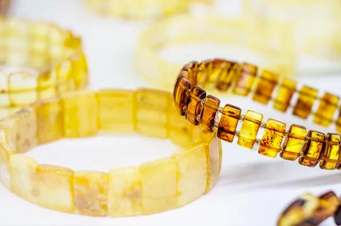 Amber bracelets Stock Photos