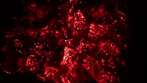 Amber charcoals at night Video stock 154313137