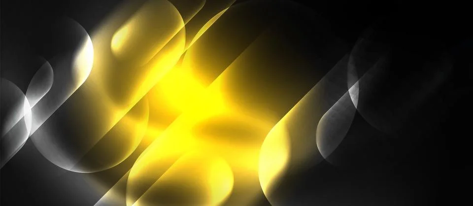An amber circle pattern illuminates the darkness on a black background Illustrazione stock
