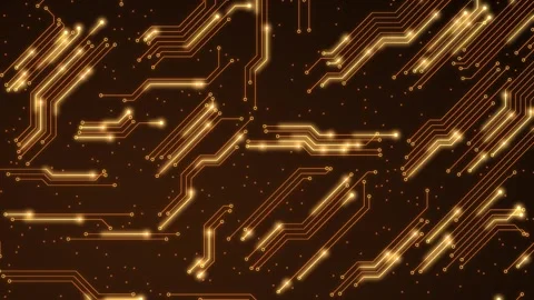 Amber circuit traces with data flowing diagonally Vídeos de archivo 348303949