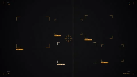 Amber computer vision detection overlay with bracketed boxes confidence labels 库存影片 335289318
