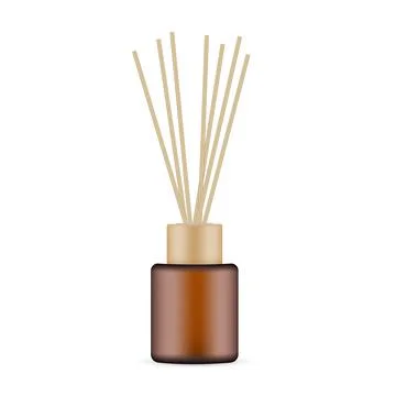 Amber Diffuser Bottle With Aroma Sticks, Isolated on White Background Stock Illustration