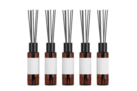 Amber Diffuser Bottle With Wooden Aroma Sticks and Free Space for Your Bran.. Stock Illustration