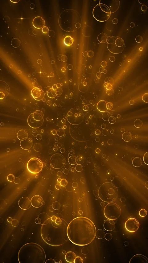 Amber floating orb background glowing bubble circles, soft golden rays, sparklin Stock Footage 340411787