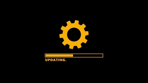 Amber-gear-updating-progress-screen Stock Footage 347488508