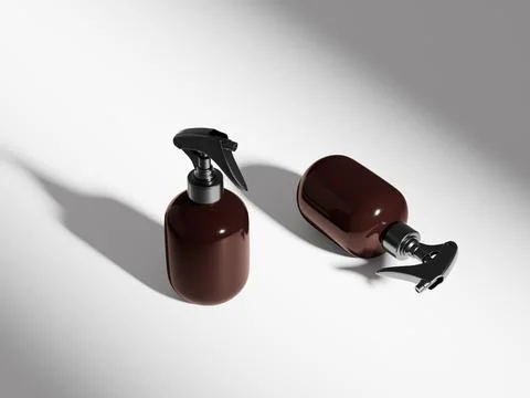 Amber glass Trigger spray bottle mockup Stock Illustration