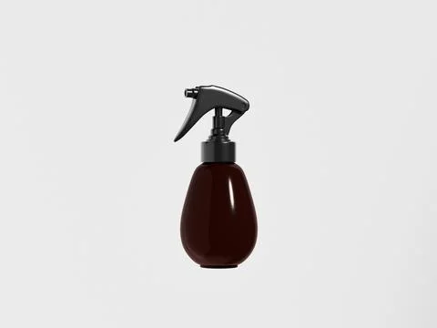 Amber glass Trigger spray bottle mockup, ball-shaped PET plastic sprayer Stock Illustration