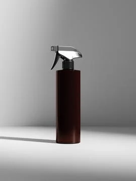 Amber glass Trigger sprayer bottle mockup, luxury cylindrical sprayer Illustrazione stock