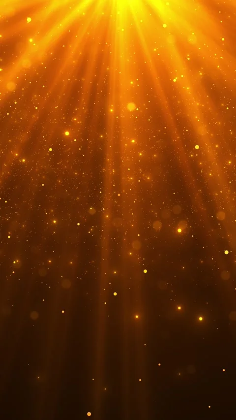 Amber heavenly light rays background glowing golden particles, soft bokeh, radia Stock Footage 340413082