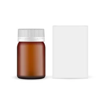 Amber Jar with Paper Box Front View Stock Illustration