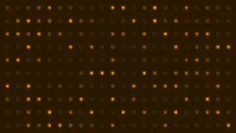 Amber LED matrix background dotted grid, glowing circular lights, and dark digit Stock Footage 340402660