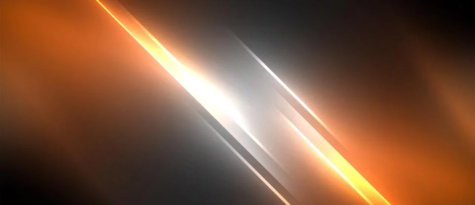 Amber light beam piercing through darkness onto dark background Stock Illustration