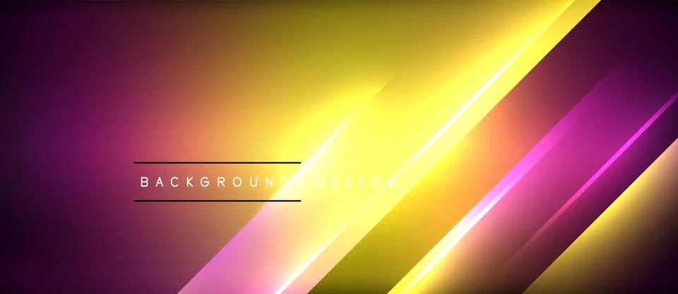 Amber neon rectangle emits visual effect lighting on dark sky background Illustrazione stock