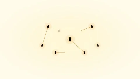 Amber Network Connected People Team Flat Design Animation Stock Footage 342607968