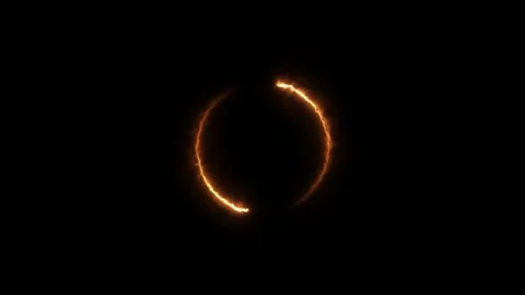 Amber Orange Fire Glow Circle Loop Rotating Ring on Black Background Stock Footage 318557539