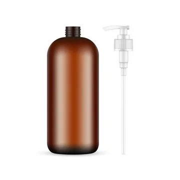 Amber Packaging Bottle With Pump for Shower Gel or Shampoo Stock Illustration