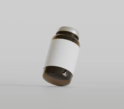 Amber Pills Bottle 3d Rendering on bright or white background (2) Stock-Illustration