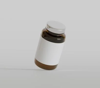 Amber Pills Bottle 3d Rendering on bright or white background (1) Illustrazione stock