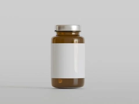 Amber Pills Bottle 3d Rendering on bright or white background (10) Stock Illustration