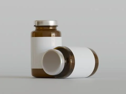 Amber Pills Bottle 3d Rendering on bright or white background (21) Illustrazione stock