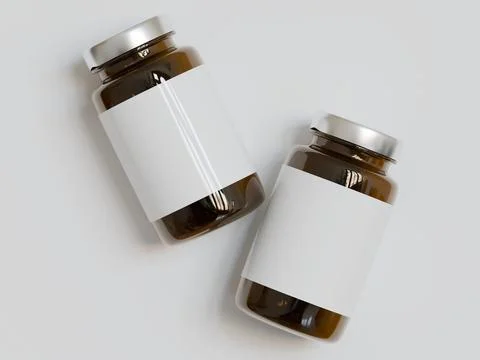 Amber Pills Bottle 3d Rendering on bright or white background (27) Stock-Illustration