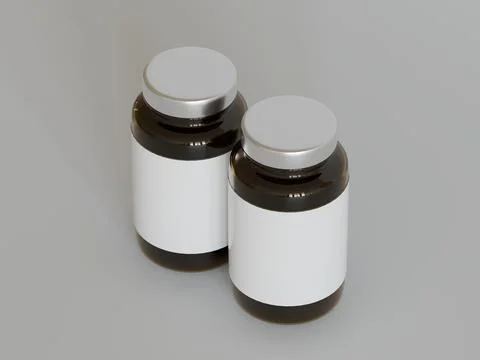 Amber Pills Bottle 3d Rendering on bright or white background (32) Illustrazione stock