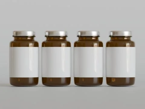 Amber Pills Bottle 3d Rendering on bright or white background (49) Stock Illustration