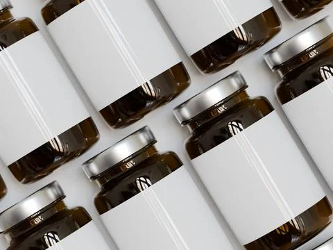 Amber Pills Bottle 3d Rendering on bright or white background (50) Illustrazione stock