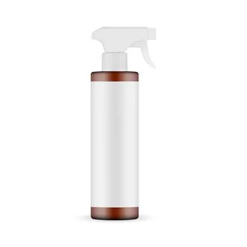 Amber Plastic Spray Bottle Mockup with Blank Label Stock Illustration