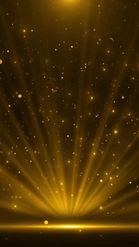 Amber spotlight background sunburst rays, floating glitter, soft bokeh, premium Stock Footage 340452909