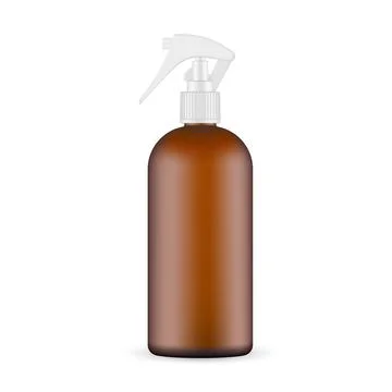 Amber Spray Bottle Mockup, Front View, Isolated On White Background Stock Illustration