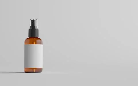 Amber Spray Bottle Mockup - One Bottle. Blank Label. 3D Illustration Stock Illustration