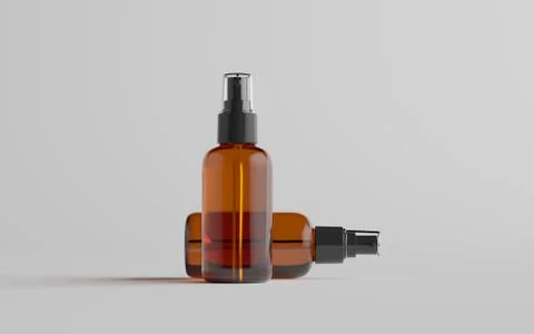 Amber Spray Bottle Mockup - Two Bottles. 3D Illustration Stock Illustration