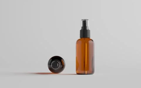Amber Spray Bottle Mockup - Two Bottles. 3D Illustration Stock Illustration