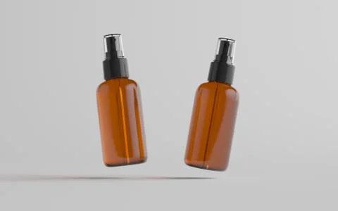 Amber Spray Bottle Mockup - Two Bottles. 3D Illustration Stock Illustration