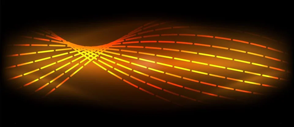 Amber wave on black background creates mesmerizing visual effect lighting Stock Illustration