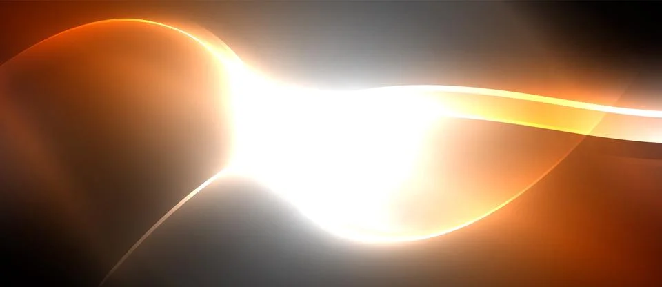 An amber wave on a dark background creates a mesmerizing atmospheric phenomenon Stock Illustration