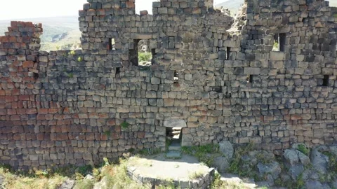 Amberd Fortress in spring  by drone 14 Video stock 335482780